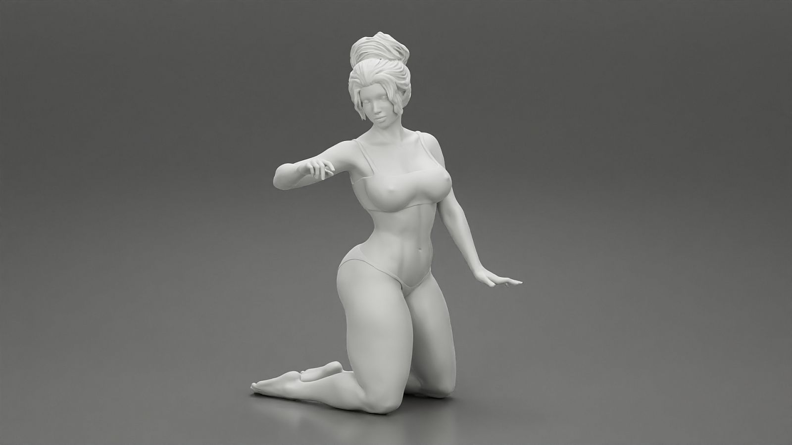 Woman In short and bra Sitting On Knees 3D model 3D printable