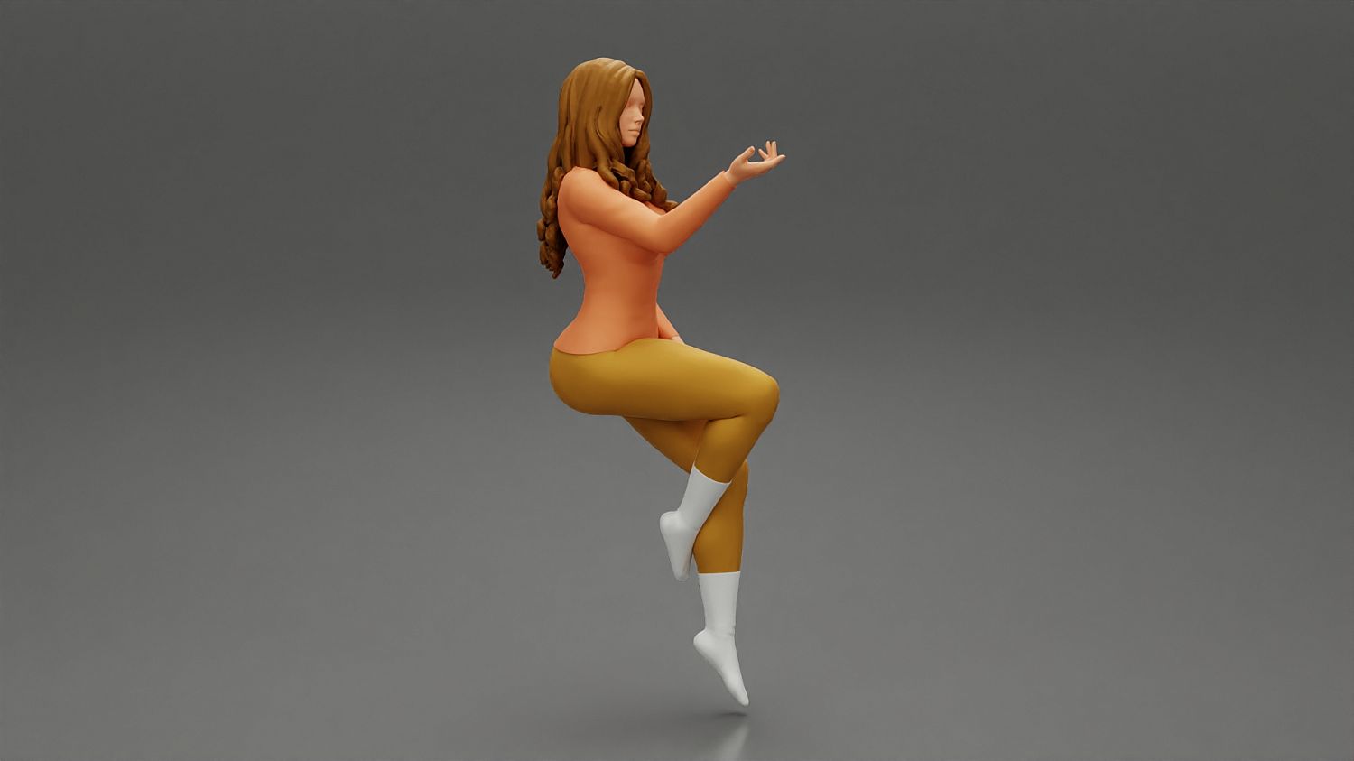 3D Printable brunette girl sitting in panties t shirt and big