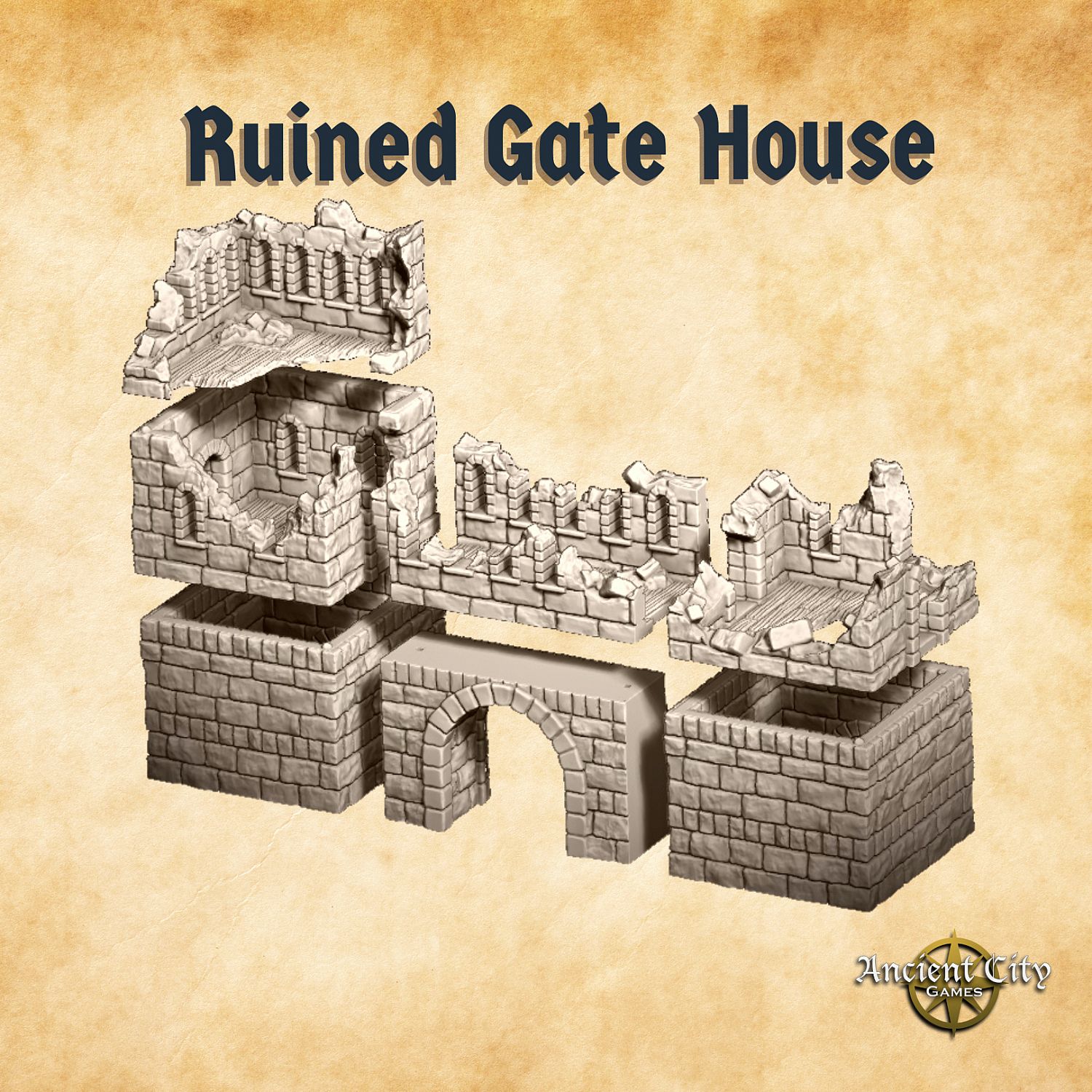 Ruined Gate House With Guard Towers | Miniset.net - Для коллекционеров  миниатюр