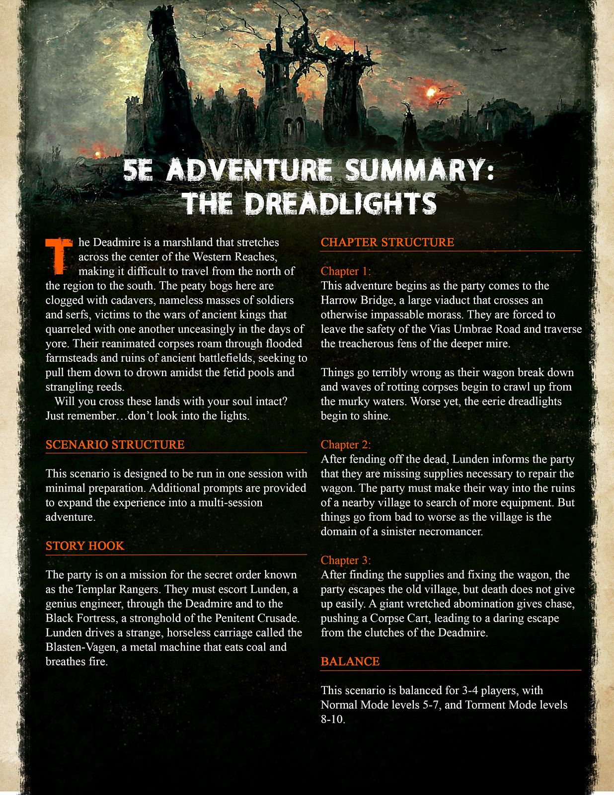 Deadmire: The Dreadlights (5E Adventure) | Miniset.net - Miniatures ...