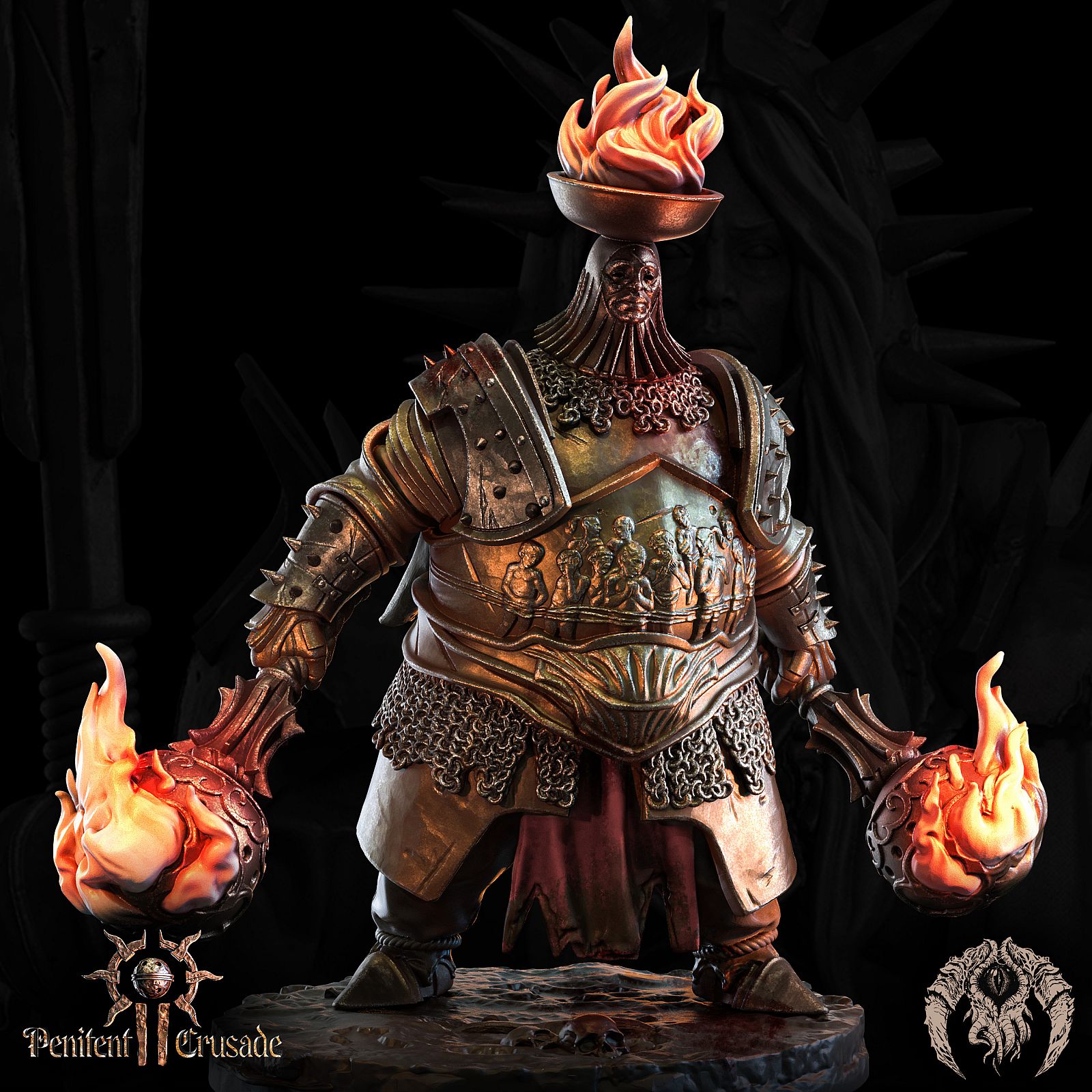 3D Printable Flame Defender - Bust by Bestiarum Miniatures