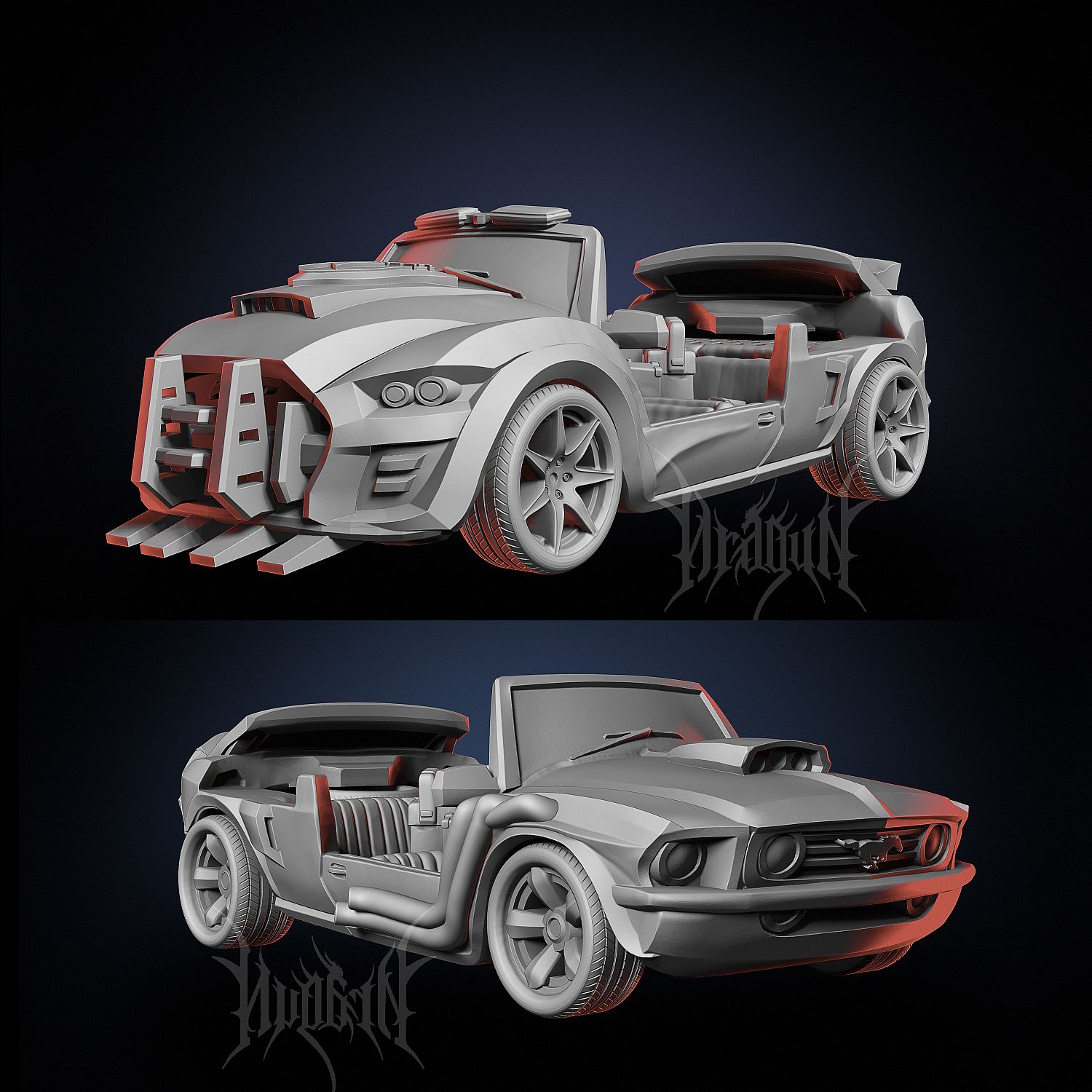 Mustang And Police Car - Zombie Tramplers | Miniset.net - Для  коллекционеров миниатюр