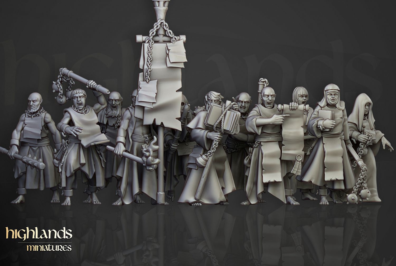 3D Printable Fanatical Zealots - Highlands Miniatures by Highlands