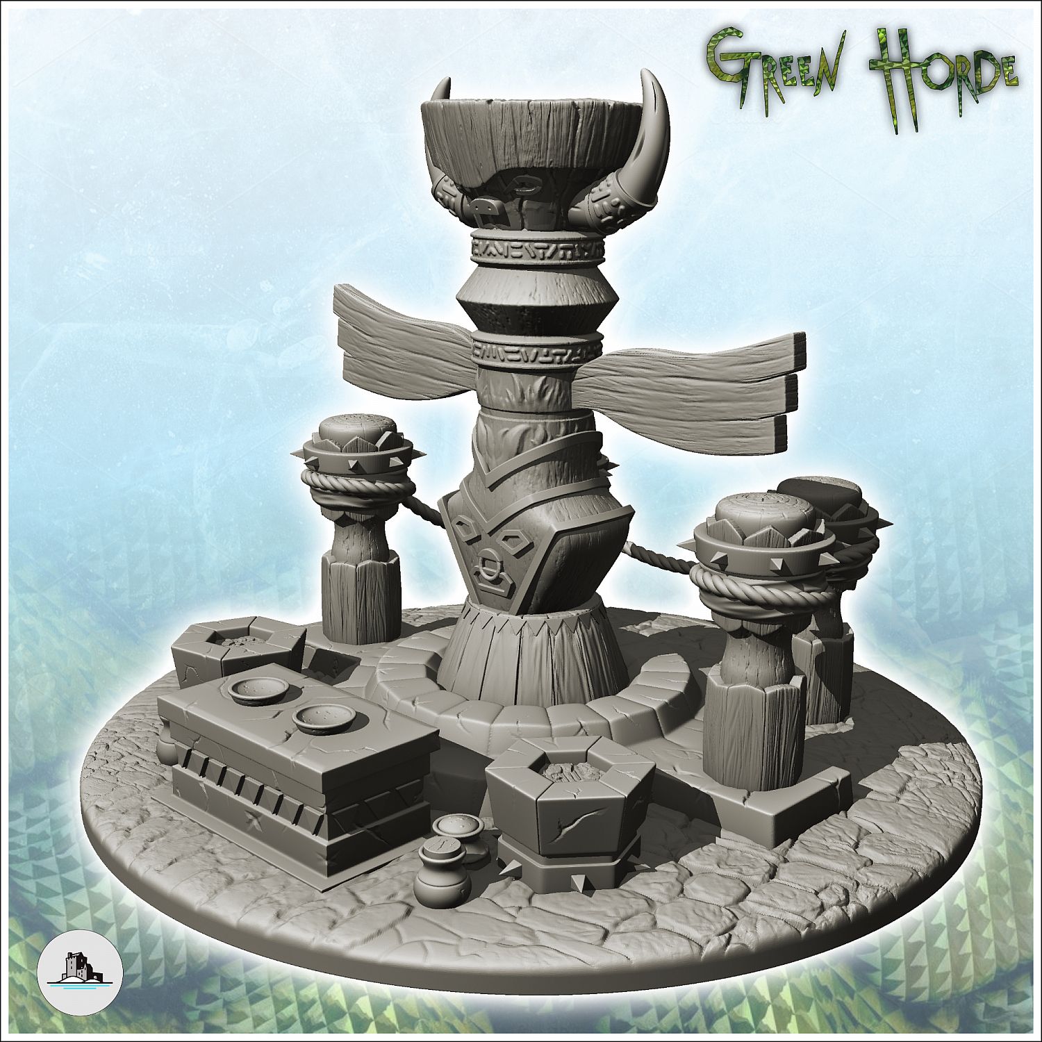 Magic Totem Of Chaos With Altar And Wooden Statue (13) - Ork Green Horde  Fantasy Beast Chaos Demon Ogre | Miniset.net - Для коллекционеров миниатюр