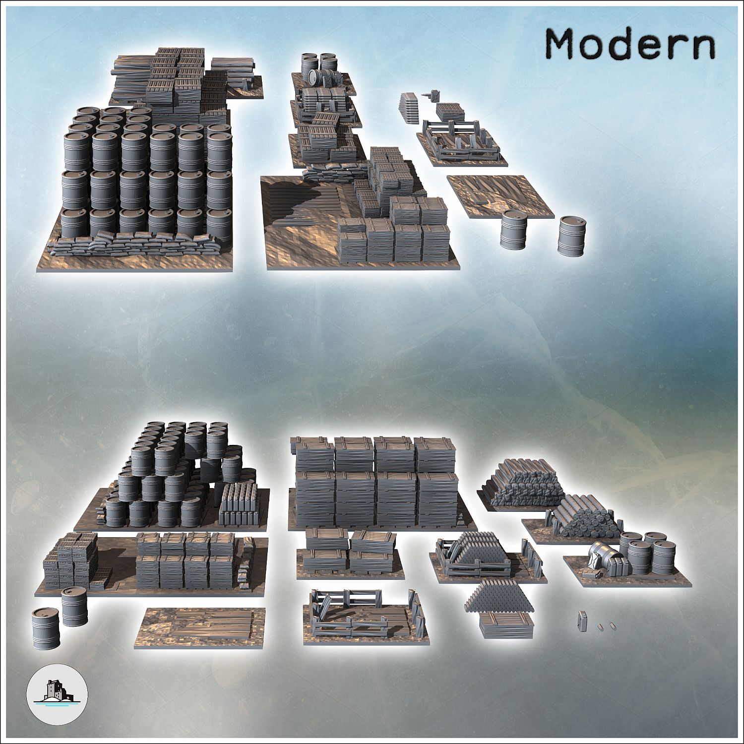 Set Of Ammunition Depot Accessories With Shells, Barrels, And Crates (3) -  Modern Ww2 Ww1 World War Diaroma Wargaming Rpg Mini Hobby | Miniset.net -  Для коллекционеров миниатюр