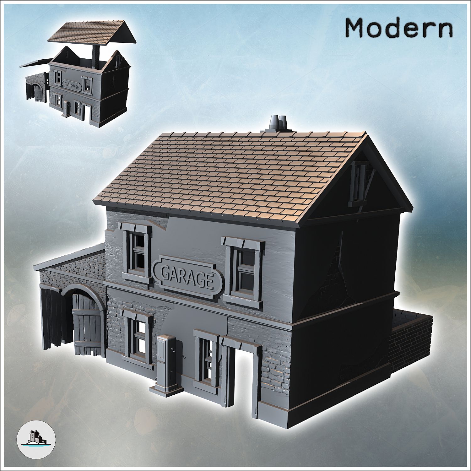 Automobile Garage Building With Annex And Gas Station (21) - Modern Ww2 Ww1  World War Diaroma Wargaming Rpg Mini Hobby | Miniset.net - Для  коллекционеров миниатюр