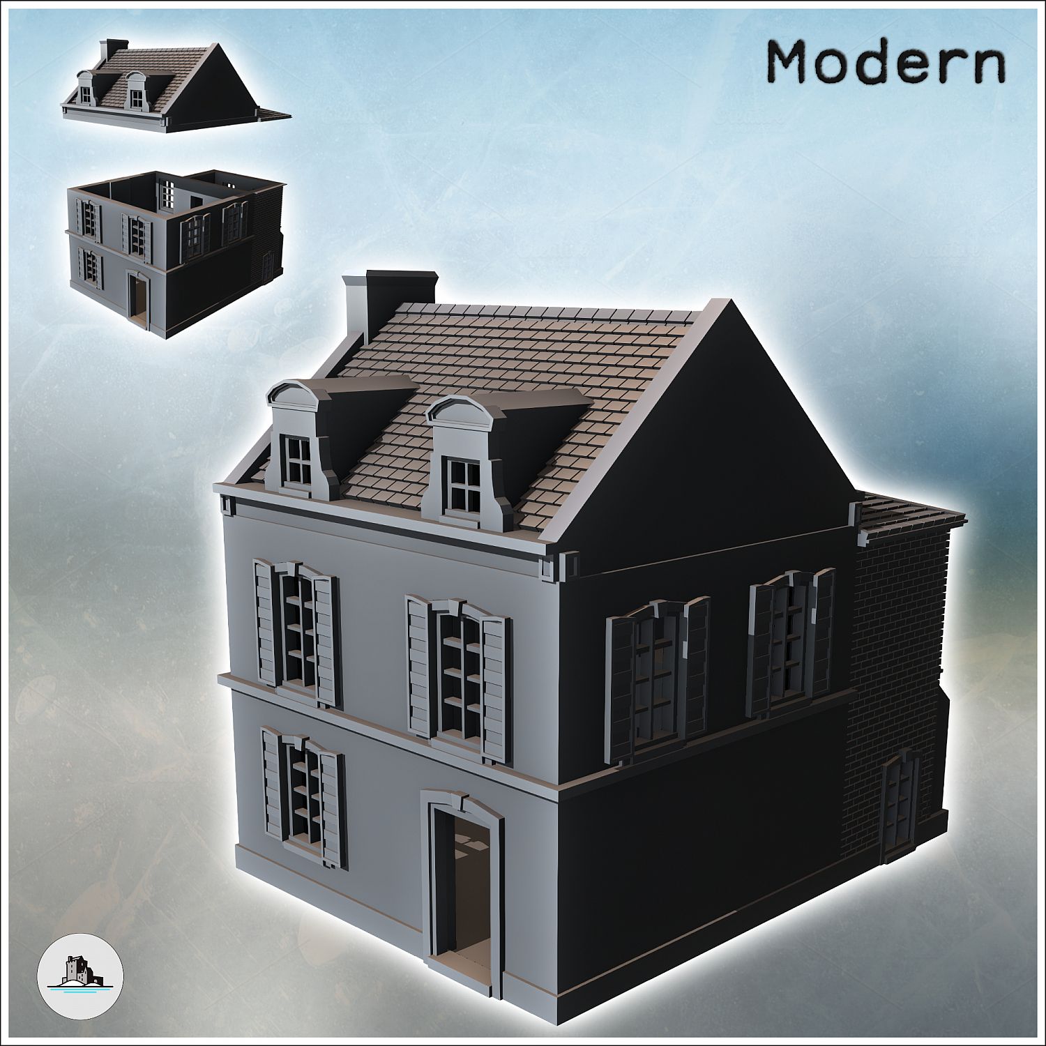 Two-Story Building With Baroque-Style Roof Windows And Rear Annex (Intact  Version) (34) - Modern Ww2 Ww1 World War Diaroma Wargaming Rpg Mini Hobby |  Miniset.net - Для коллекционеров миниатюр