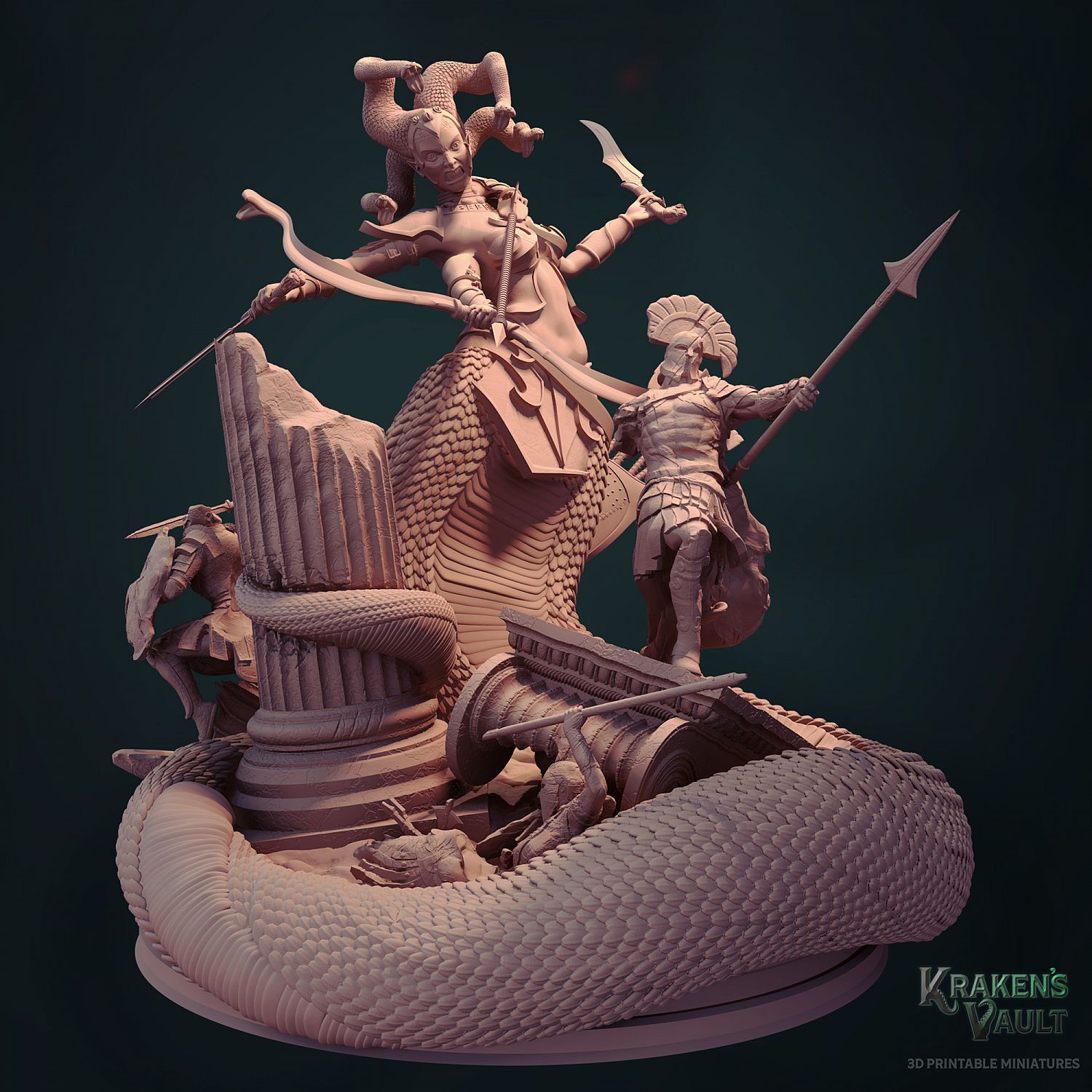 3D Printable Gorgon Sisters Medusa Swords / Half Snake Woman
