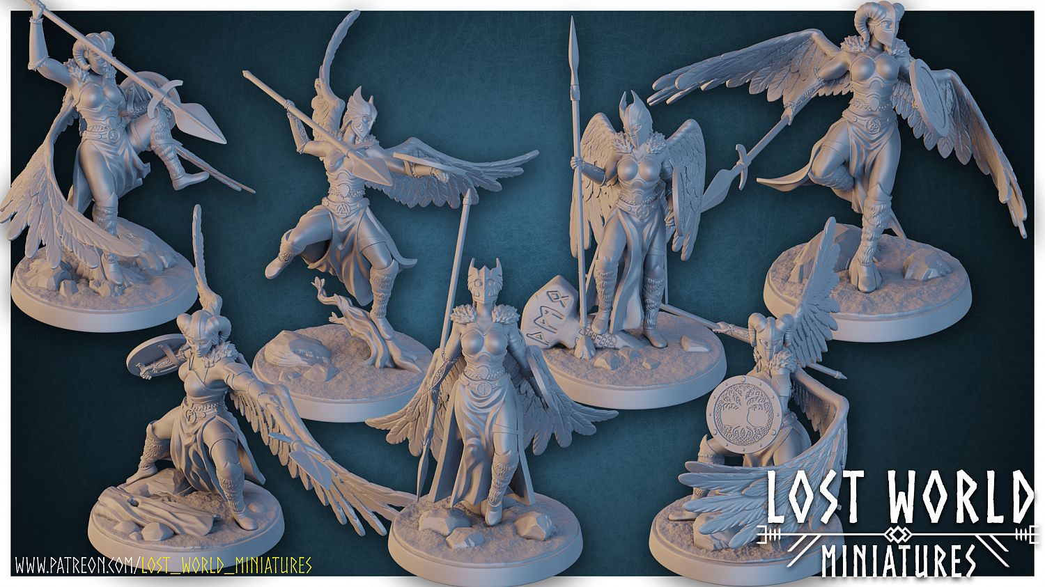 3D Printable Valkyrie Miniature Supported- Pose C - 3D Printable 3D print  model by Lost World Miniatures