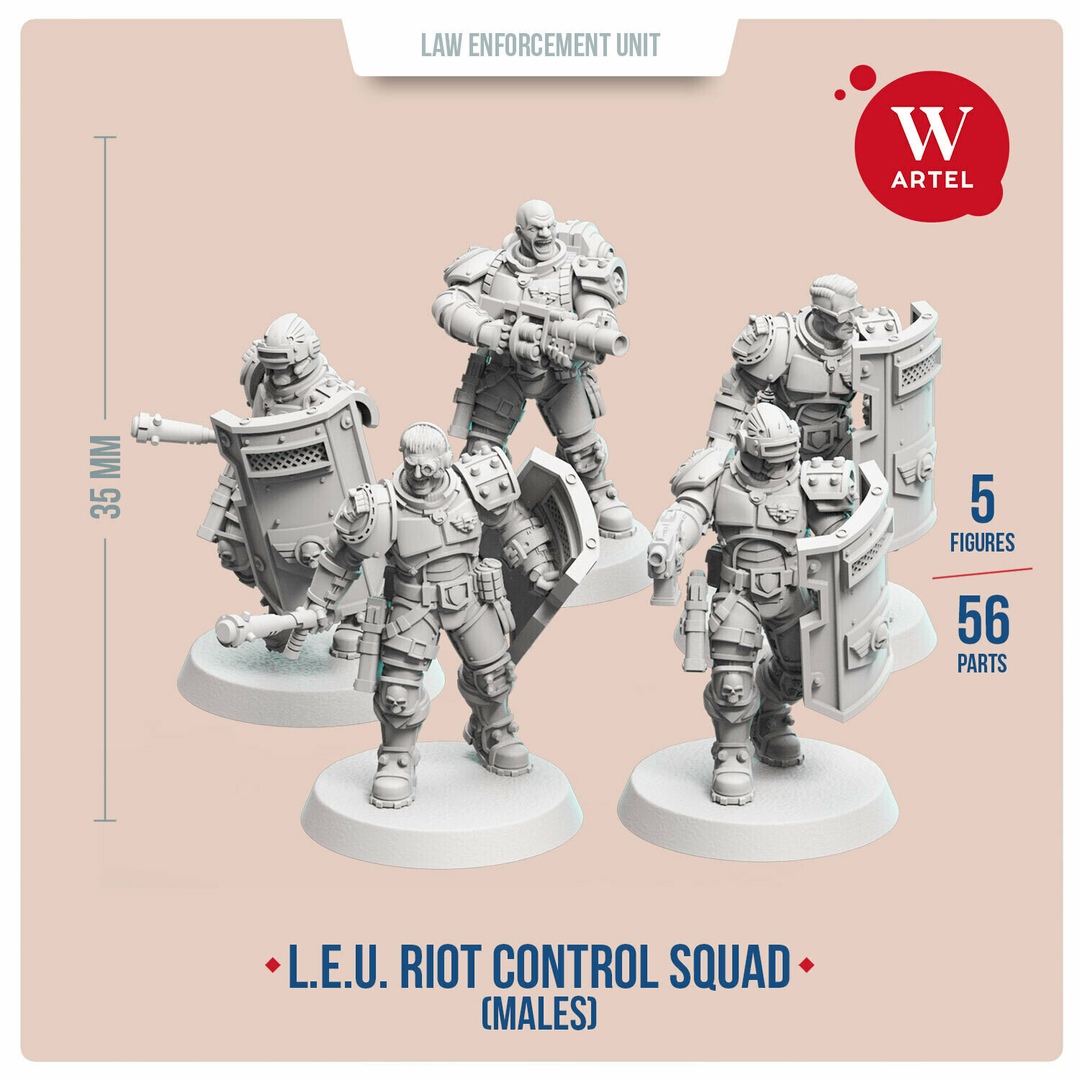 Комплект Миниатюр L.e.u. - Riot Control Squad (Male Enforcers) |  Miniset.net - Для коллекционеров миниатюр