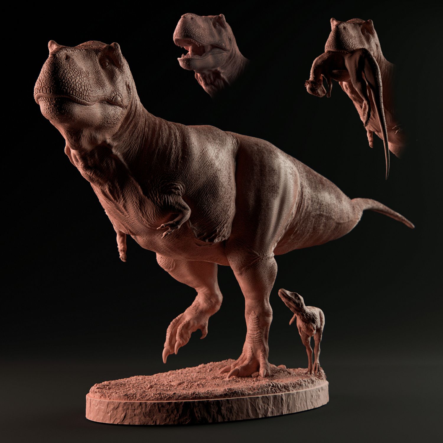 3D Printable Tarbosaurus vs Deinocheirus 1-35 scale pre-supported dinosaur  by Dino and Dog