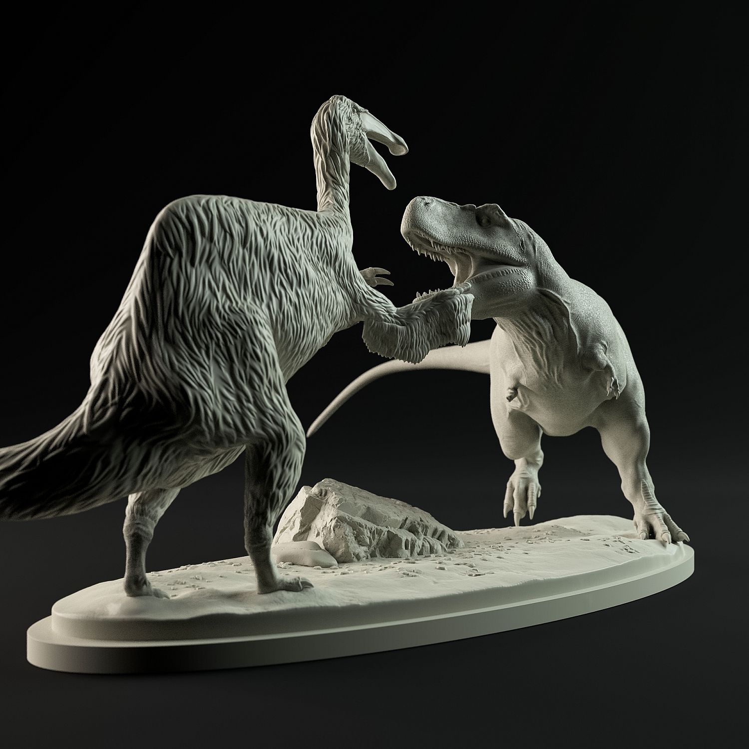 3D Printable Tarbosaurus vs Deinocheirus 1-35 scale pre-supported dinosaur  by Dino and Dog