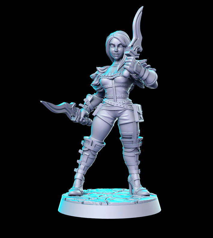 3D Printable Human Team 16 miniatures Fantasy Football 32mm by RN Estudio