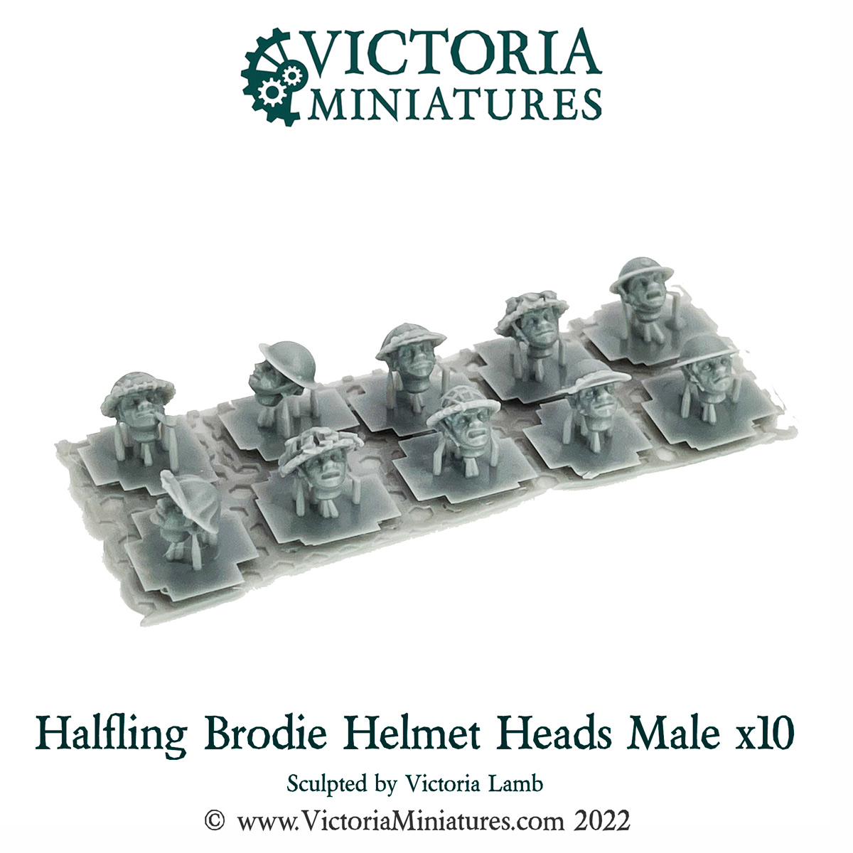 Halfling Brodie Helmet Heads Male X10 Miniset Miniatures