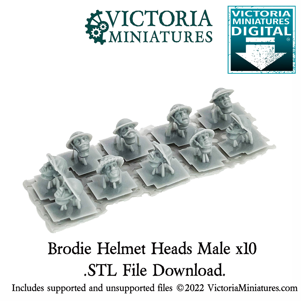 Brodie Helmet Heads Male X10 Miniset