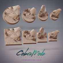 Jutting Rock Base Pack (8Pcs) - Round And Square Versions