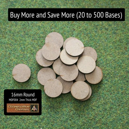 MDF004 16mm Round - Buy More and Save More (20 to 500 bases)