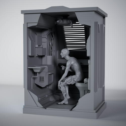 High-Quality Stl File - Cyberpunk Markus Diorama 3D Model- Book Nook - 3D Digital Printing For 3D Printers