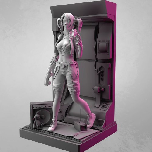 Cyberpunk Eva Statue 3D Model Design