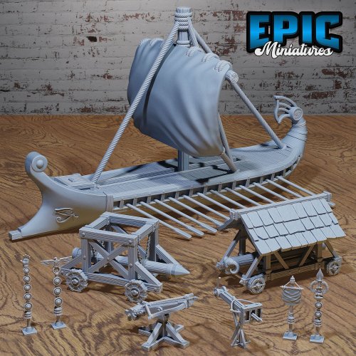 Olympian War Equipment / Ancient Greek Siege Engine / Roman Myth Items / Olympus Warfare Construct / River Boat / Hero Ballista / Majestic Battering Ram