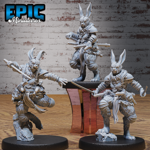 Rabbit Folk Blade Master Set / Bunny Warrior / Rodent Fighter / Wild Animal Humanoid / Hare Army