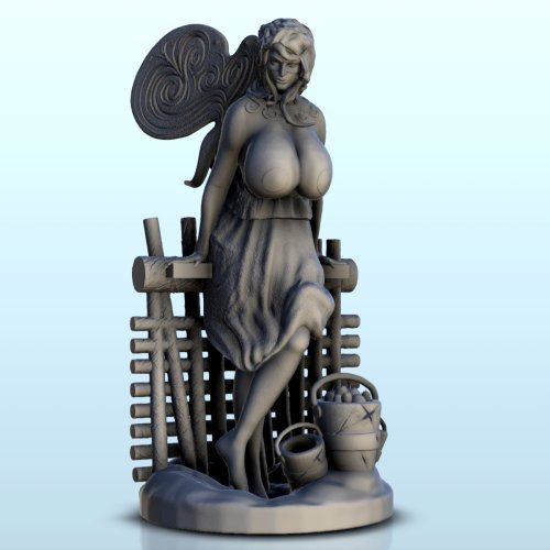 Double Winged Fairy With Barrier And Fruit Baskets (Censored Version) (9) - Miniatures Erotica Woman Figure