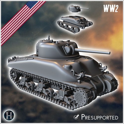 Sherman M4A1 - Usa Us Army Western Front Normandy Africa Bulge Wwii D-Day