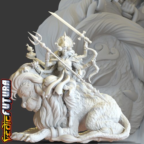 Durga With Battle-Mount Dawon The Lion