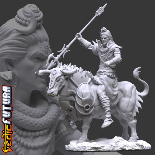 Shiva In Battle Mounted On An Armoured Nandi