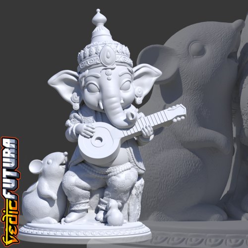 Chibi Ganesh Playing The Veena [Easy Paint