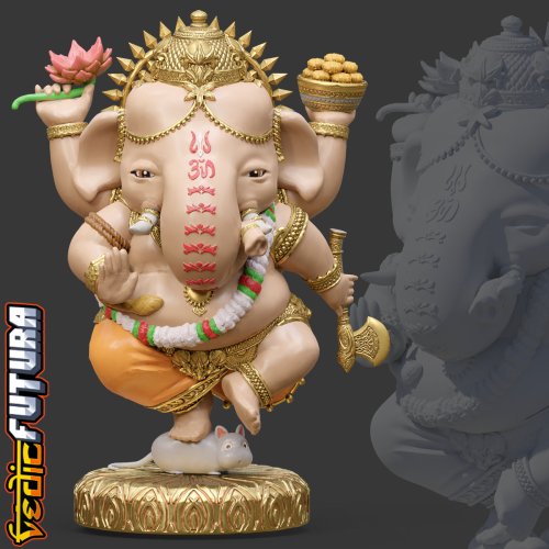 Dancing Delight: Chibi Ganesha With Mooshak