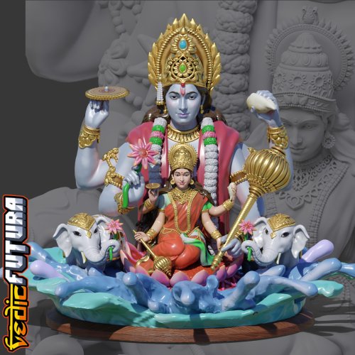 Vishnu And Lakshmi: Emergence From The Cosmic Waters