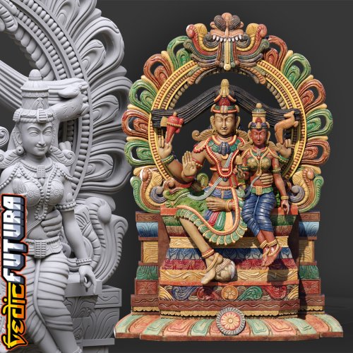 Shiva-Parvati Seated Under Keerthimukha