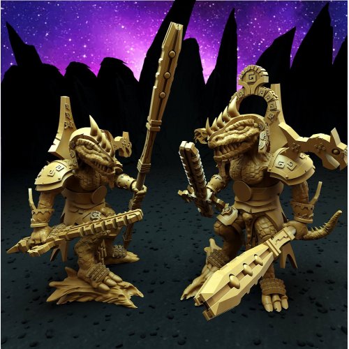 Large Elite Crocodile Warriors - Celestial Hosts Wargame Proxy Miniature