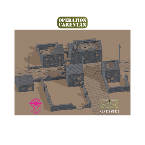 Normandy Style-WWII Tabletop Terrain Set 28mm Scale - Based On Real Buildings From Carentan, France