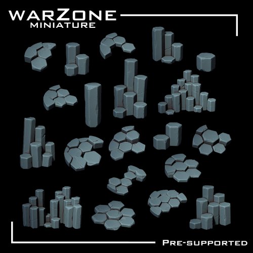 Basalt Rocks Basing Bits (20) - Wargame Base Add On