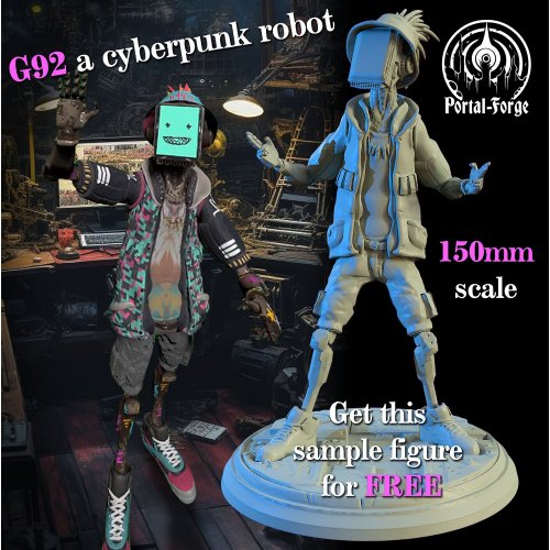 ( Download) G92 A Cyberpunk Robot (150mm Tall)