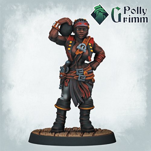 Tabletop Historic Miniature. Pirate Marine Set. Strong Woman Cannonier Combatant