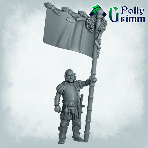 Fantasy And Historic Miniatures For Tabletop Games. Imperial Humans. Men At Arms, Standard Bearer