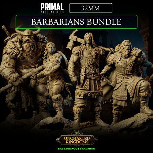 4 Miniatures - 32mm - Barbarians Bundle - Uncharted Kingdoms
