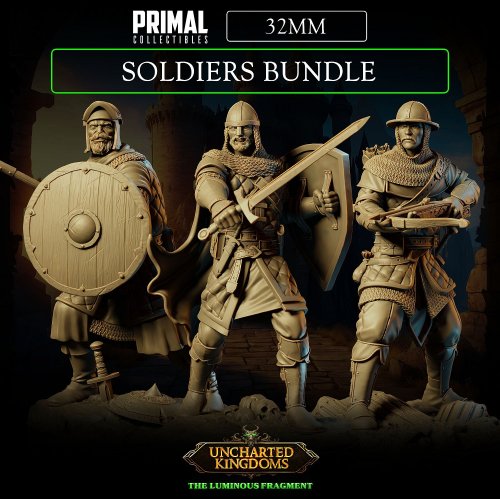 3 Miniatures - 32mm - Soldiers Bundle - Uncharted Kingdoms